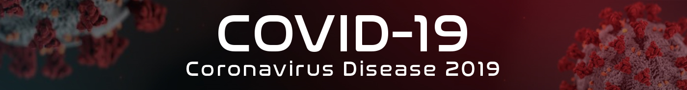 Red banner that states "COVID-19 Coronavirus Disease 2019"